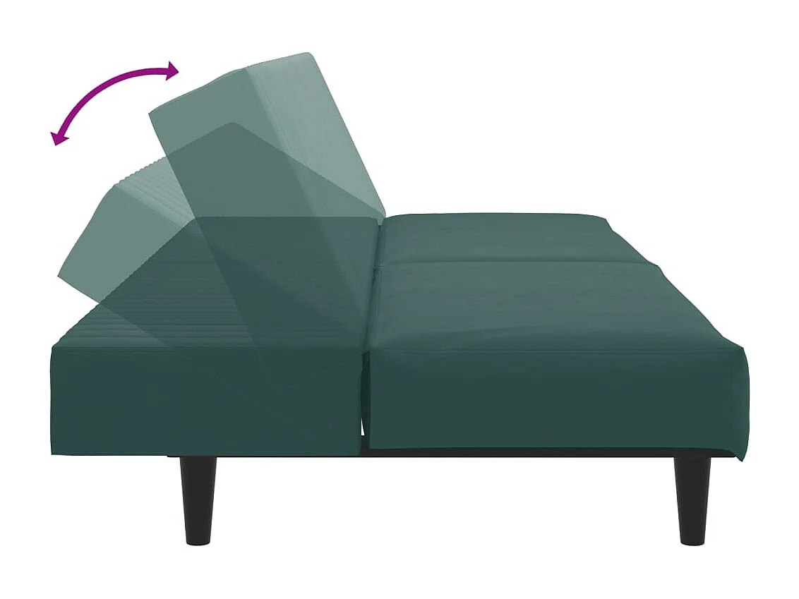 Conjunto de sofá de 2 piezas de terciopelo verde oscuro