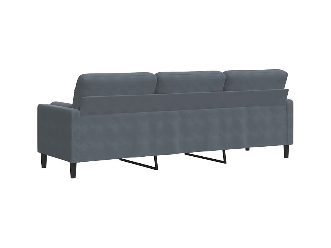 3-zitsbank met donkergrijze kussens 210 cm fluweel