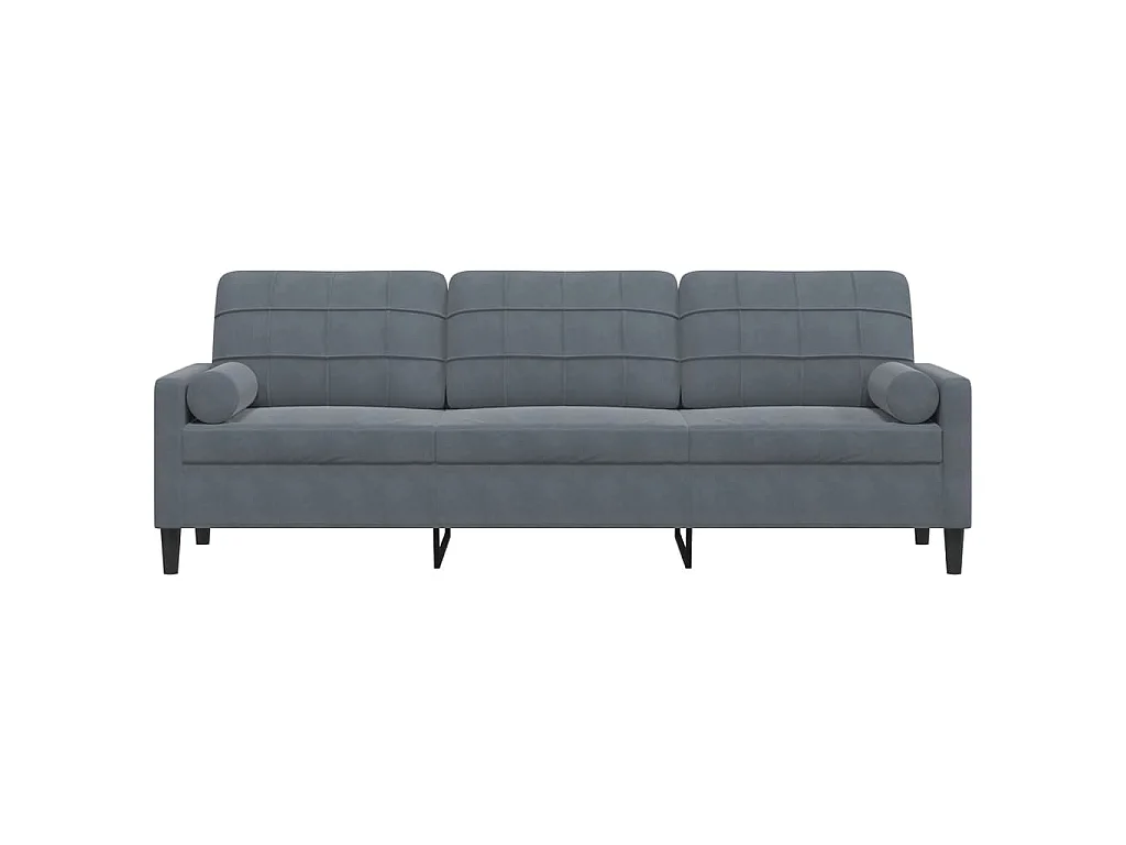 Divano 3 posti con cuscini grigio scuro 210 cm in velluto