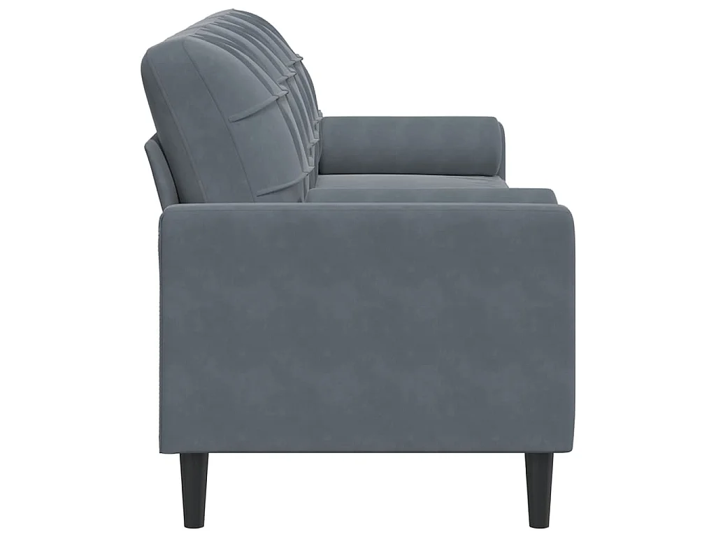 Divano 3 posti con cuscini grigio scuro 210 cm in velluto