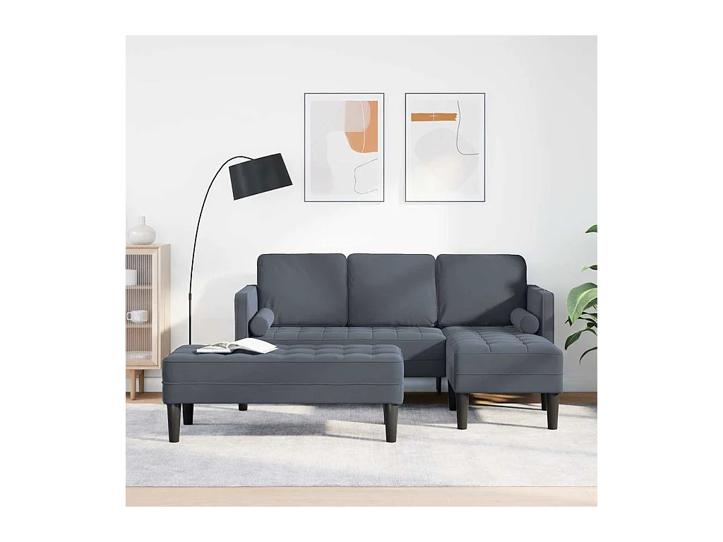 Ensemble de Canapés 2 pcs Gris foncé 173 x 131 x 67 cm Velours