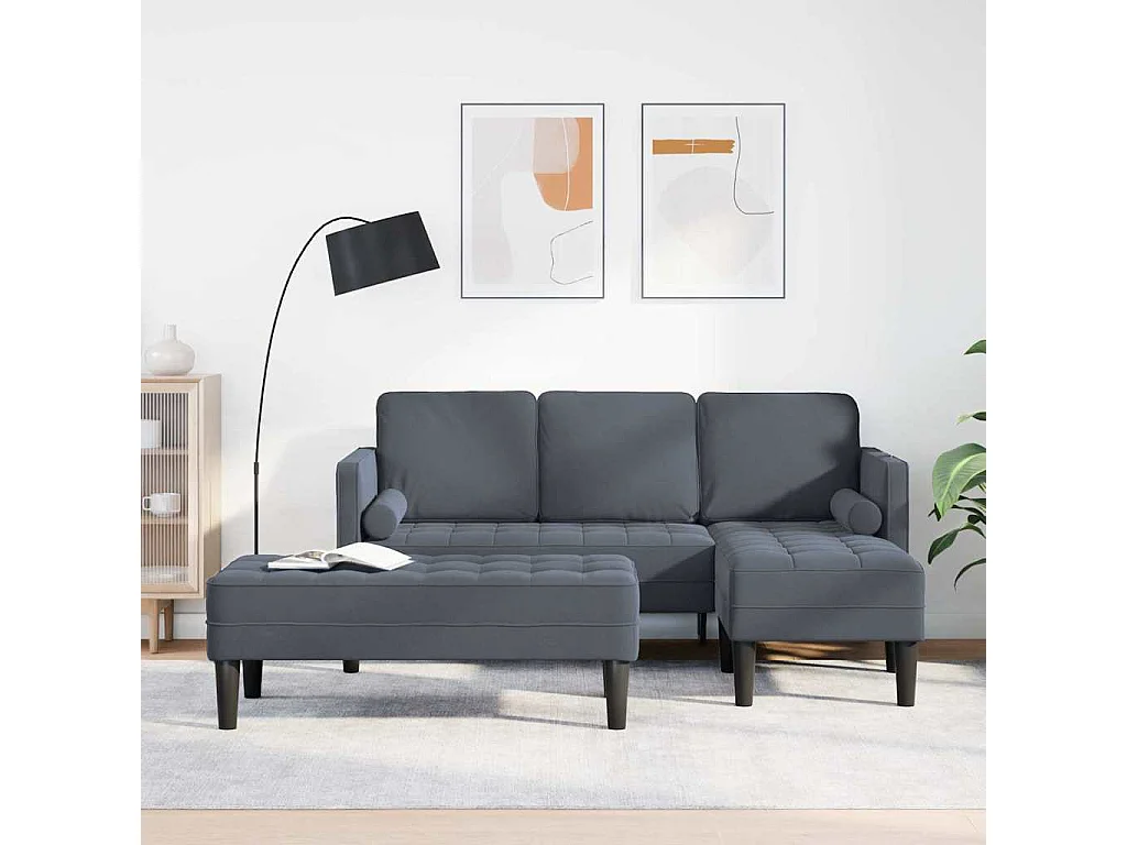 Ensemble de Canapés 2 pcs Gris foncé 173 x 131 x 67 cm Velours