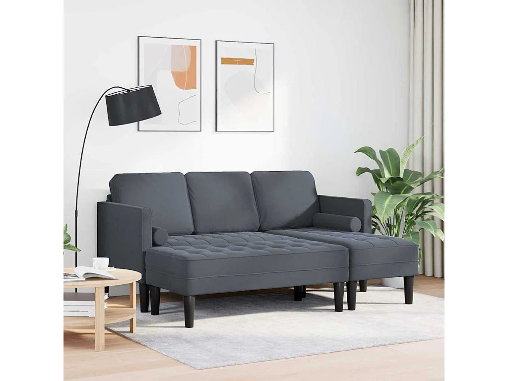 Set di divani 2 pezzi, grigio scuro, 173 x 131 x 67 cm, velluto