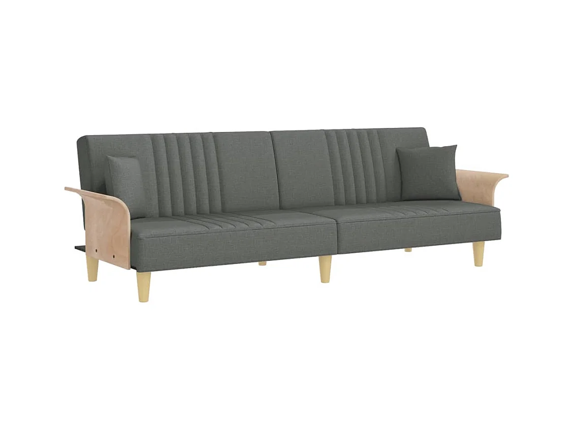 Divano letto in tessuto grigio scuro con braccioli