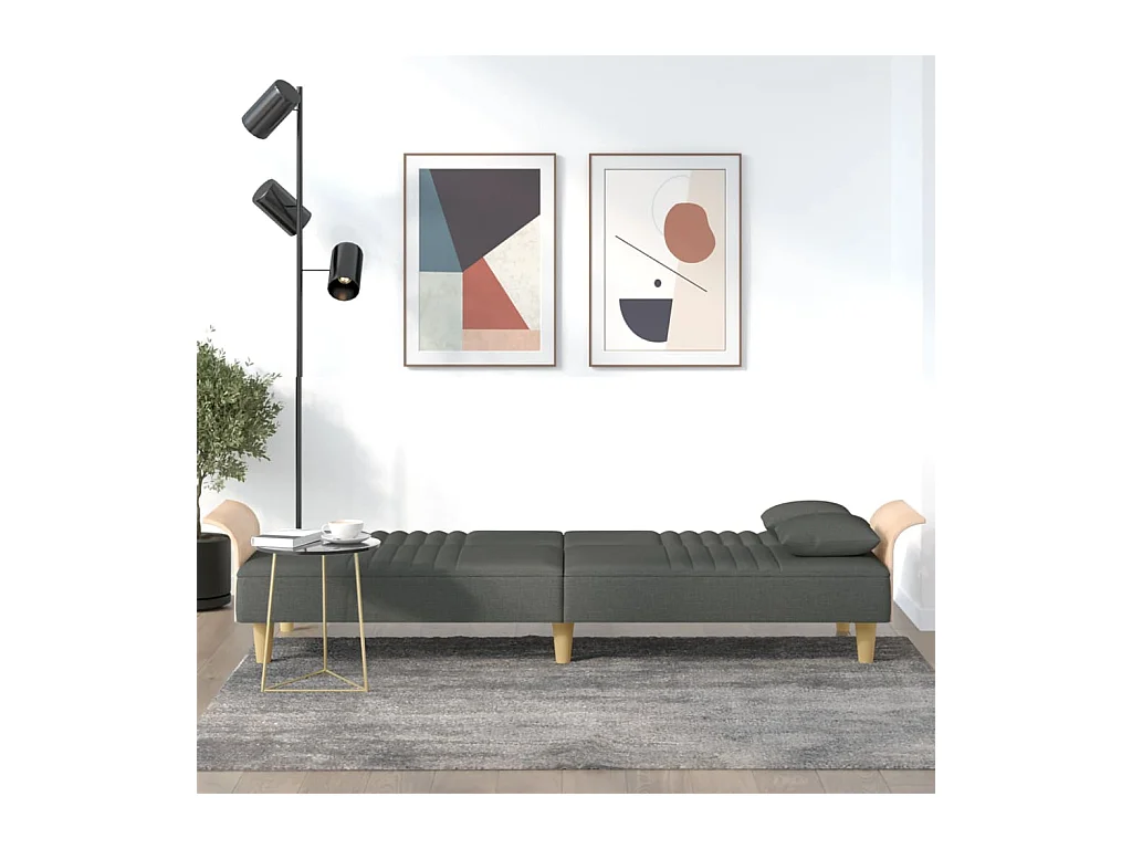 Divano letto in tessuto grigio scuro con braccioli