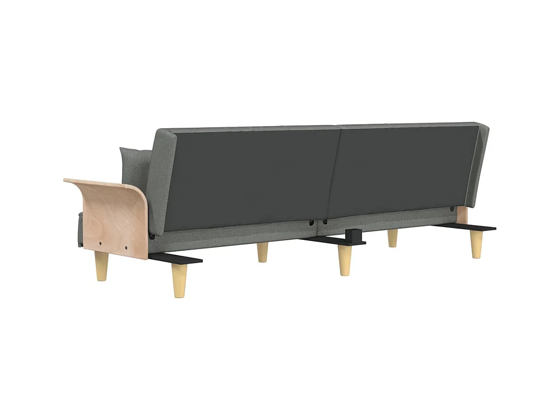 Divano letto in tessuto grigio scuro con braccioli