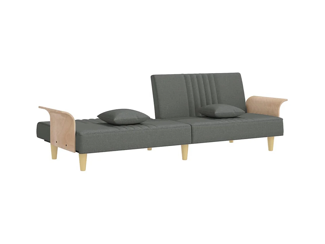 Divano letto in tessuto grigio scuro con braccioli