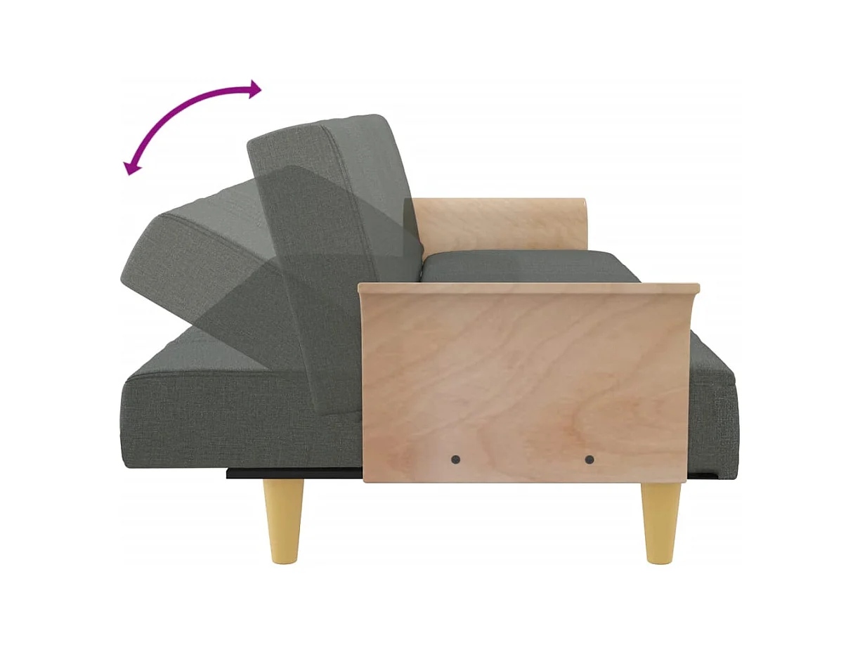 Divano letto in tessuto grigio scuro con braccioli
