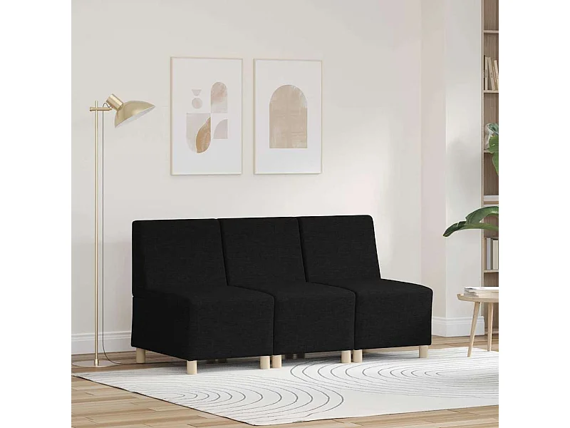 Modulaire bank zonder armleuningen 3 stuks zwart