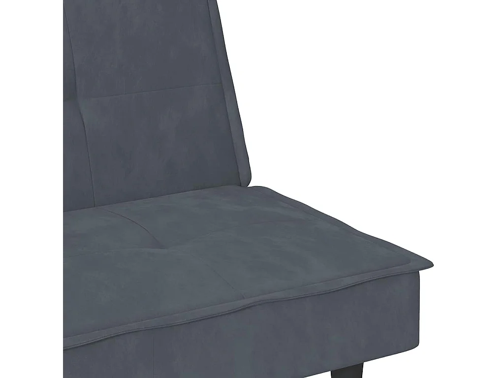 Sofá cama de terciopelo gris oscuro con portavasos