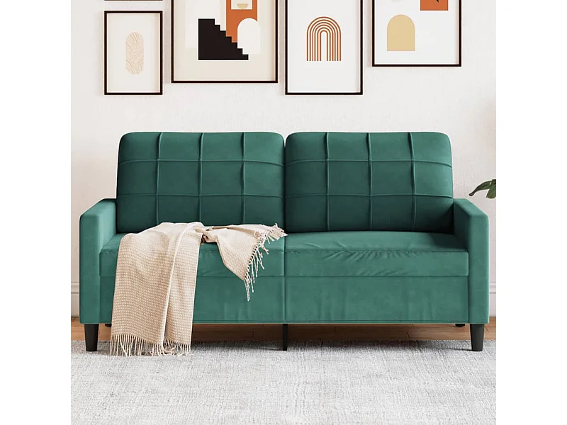 Dunkelgrünes 2-Sitzer-Sofa 140 cm Samt
