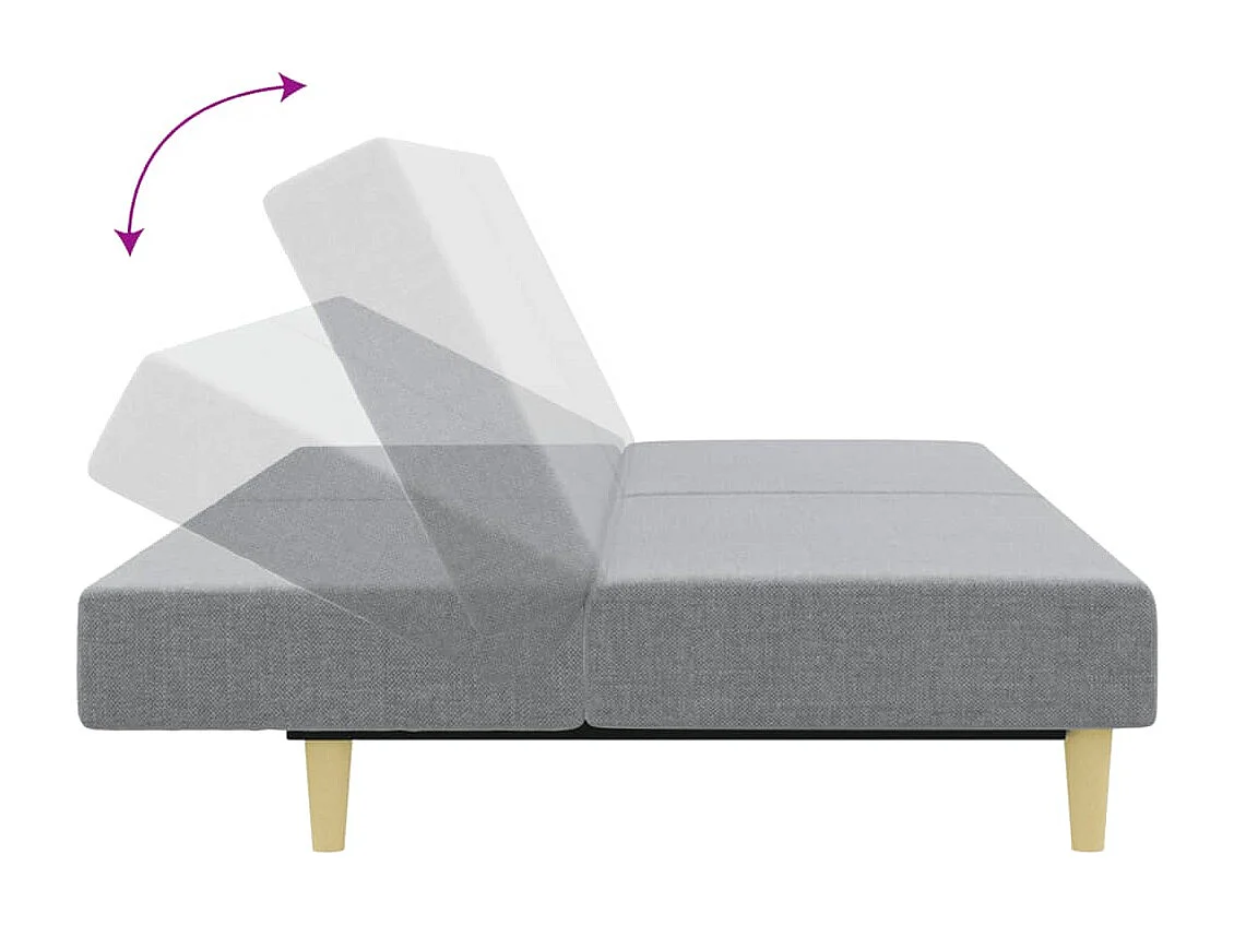 Sofá cama de 2 plazas con reposapiés en tejido gris claro