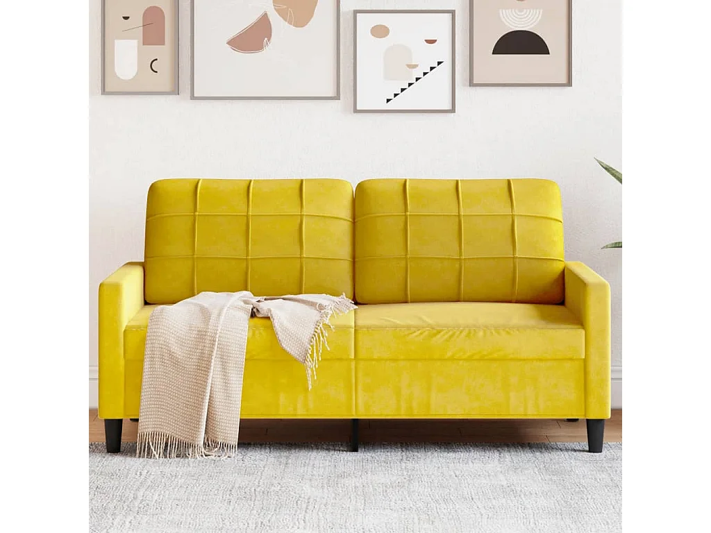 Sofá 2 plazas Amarillo 140 cm Terciopelo