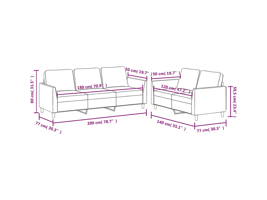 Conjunto de sofá de 2 piezas con cojines de piel sintética negra