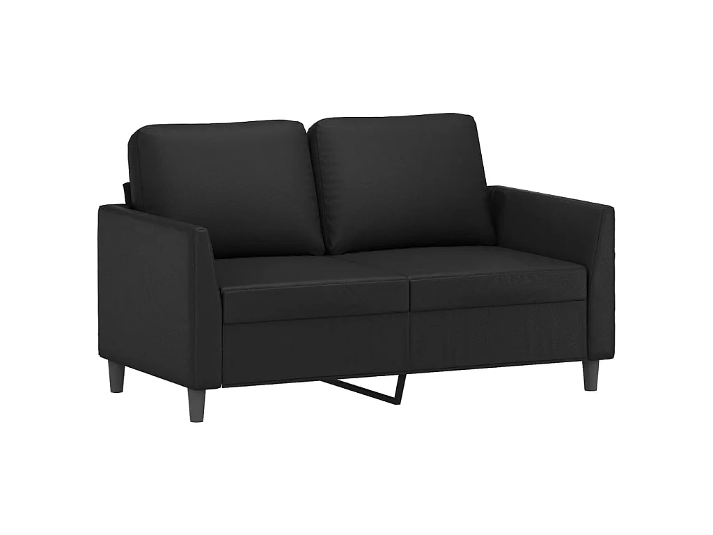 2-teiliges Sofaset mit Kissen, schwarzes Kunstleder
