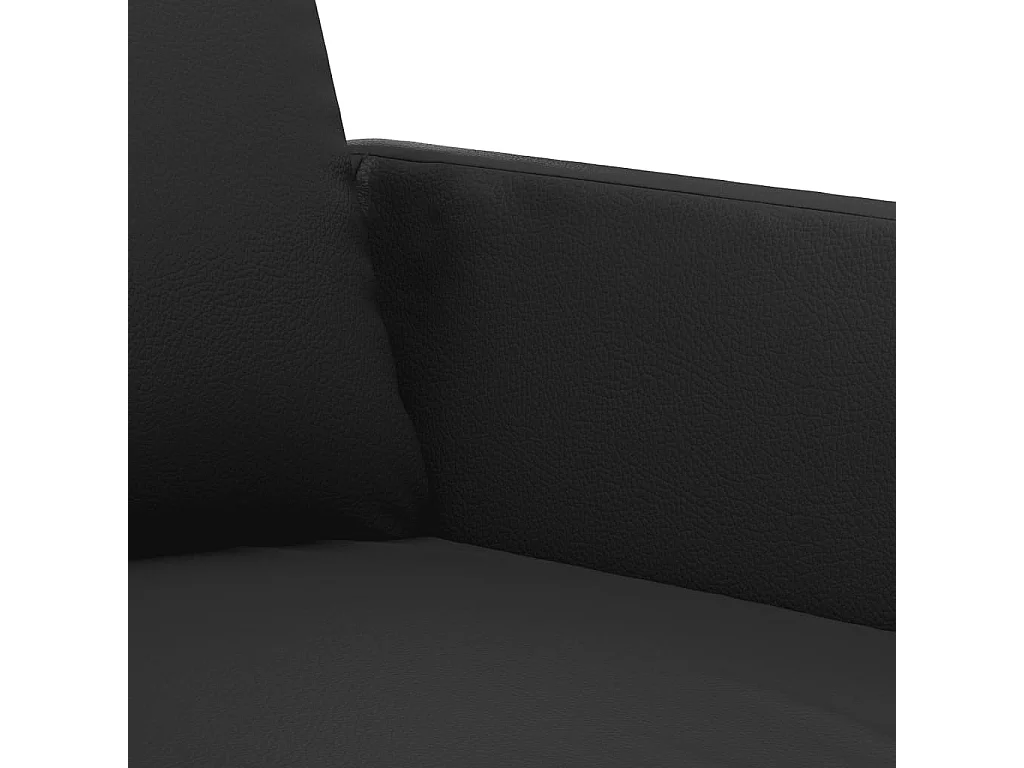 2-teiliges Sofaset mit Kissen, schwarzes Kunstleder