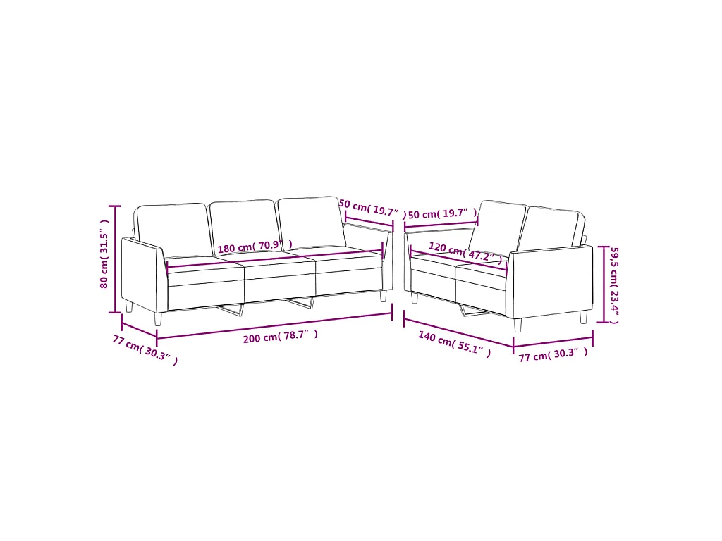 2-teiliges Sofaset mit Kissen, schwarzes Kunstleder