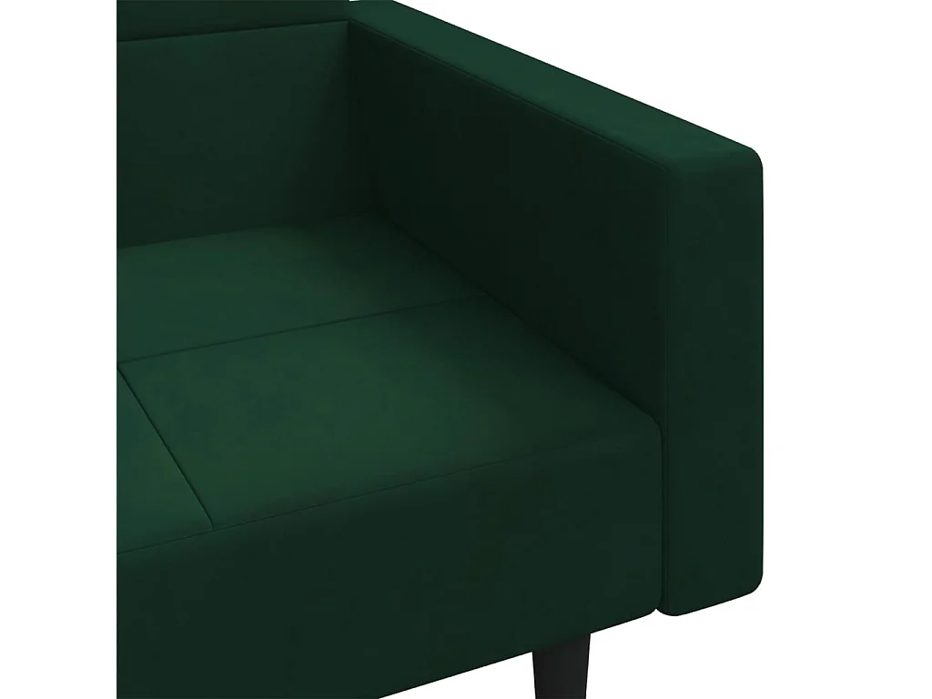Sofá cama de 2 plazas con dos almohadas de terciopelo verde oscuro