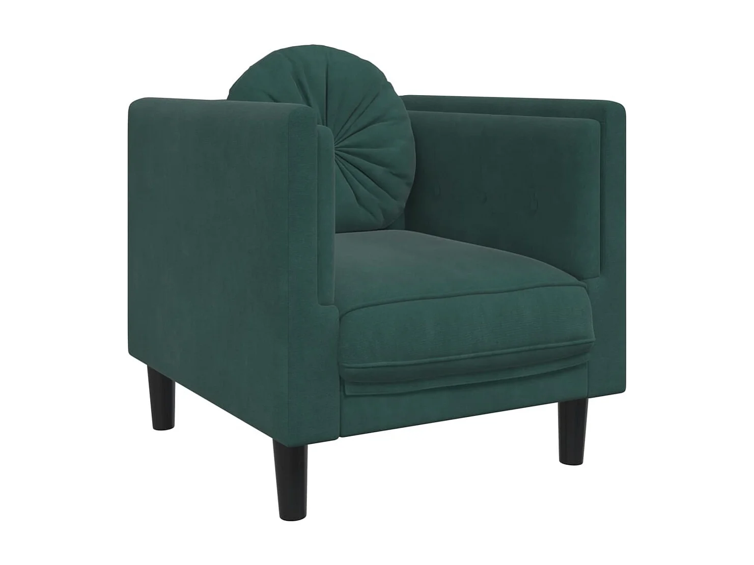 Conjunto de sofá de 3 piezas con cojines de terciopelo verde oscuro