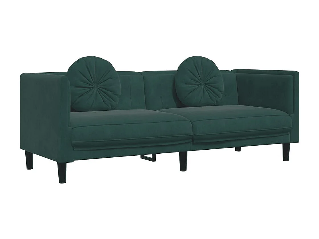 Conjunto de sofá de 3 piezas con cojines de terciopelo verde oscuro