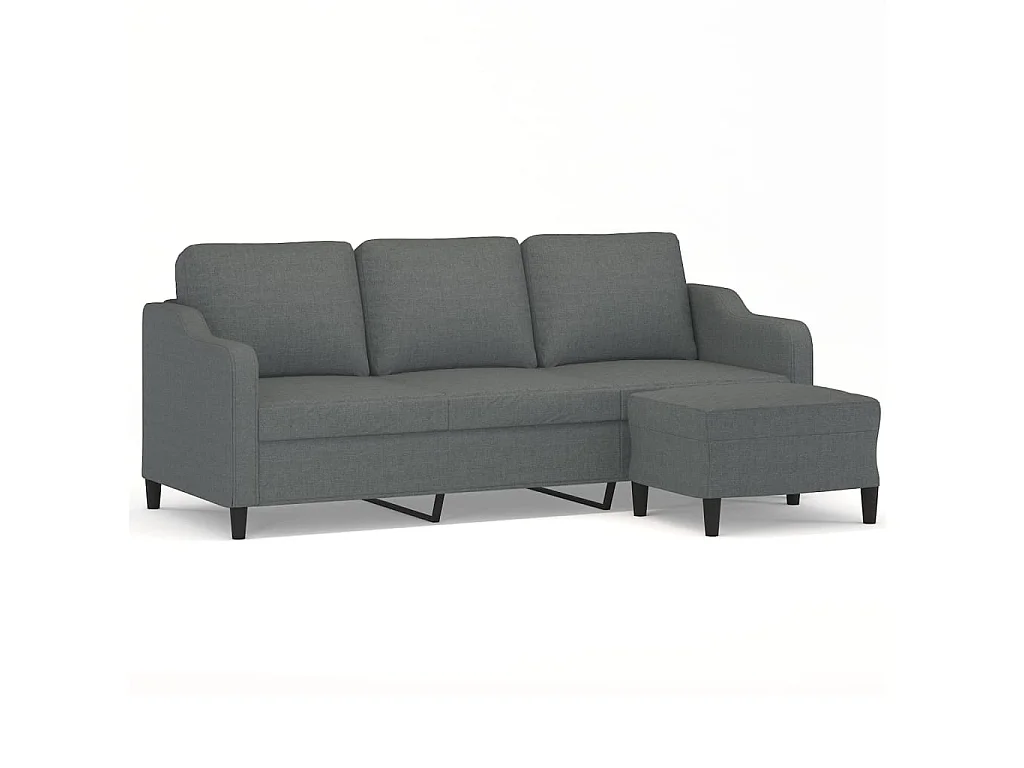 3-Sitzer-Sofa mit Fußhocker Dunkelgrau 180 cm Stoff