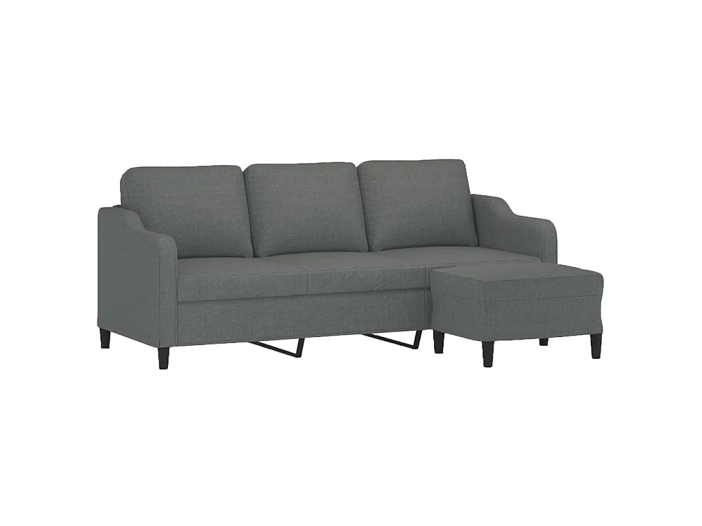 3-Sitzer-Sofa mit Fußhocker Dunkelgrau 180 cm Stoff
