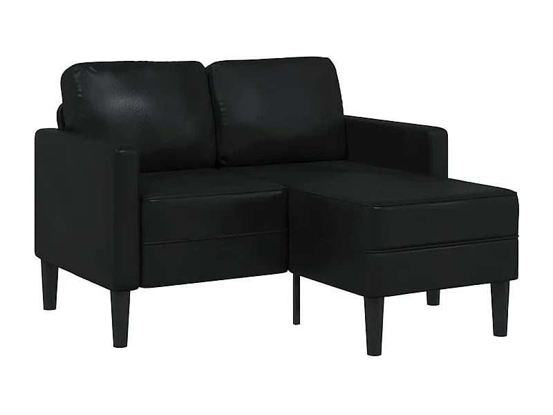 2-zitsbank met L-vormige chaise longue, zwart, 125 cm, kunstleer