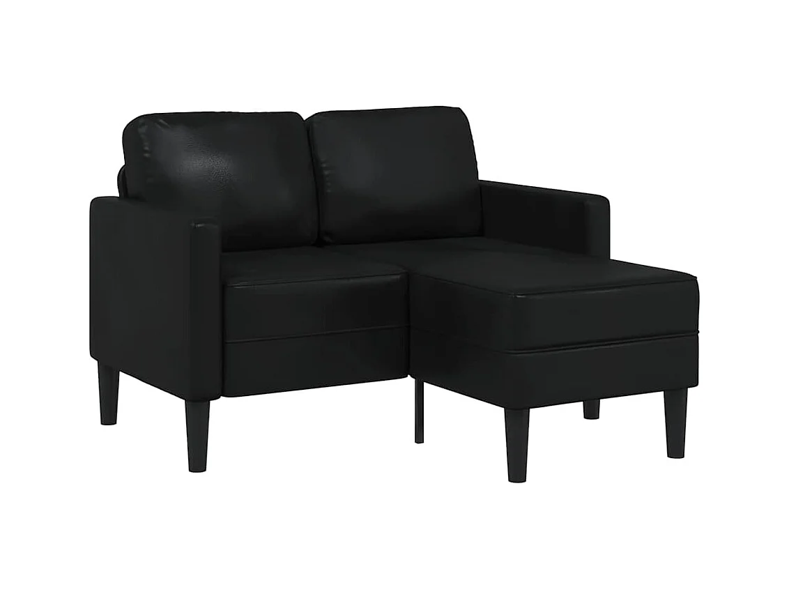 Divano a 2 posti con chaise longue a L, nero, 125 cm, similpelle