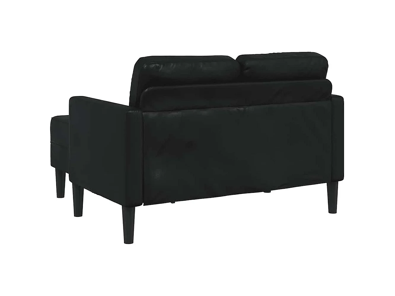 2-zitsbank met L-vormige chaise longue, zwart, 125 cm, kunstleer