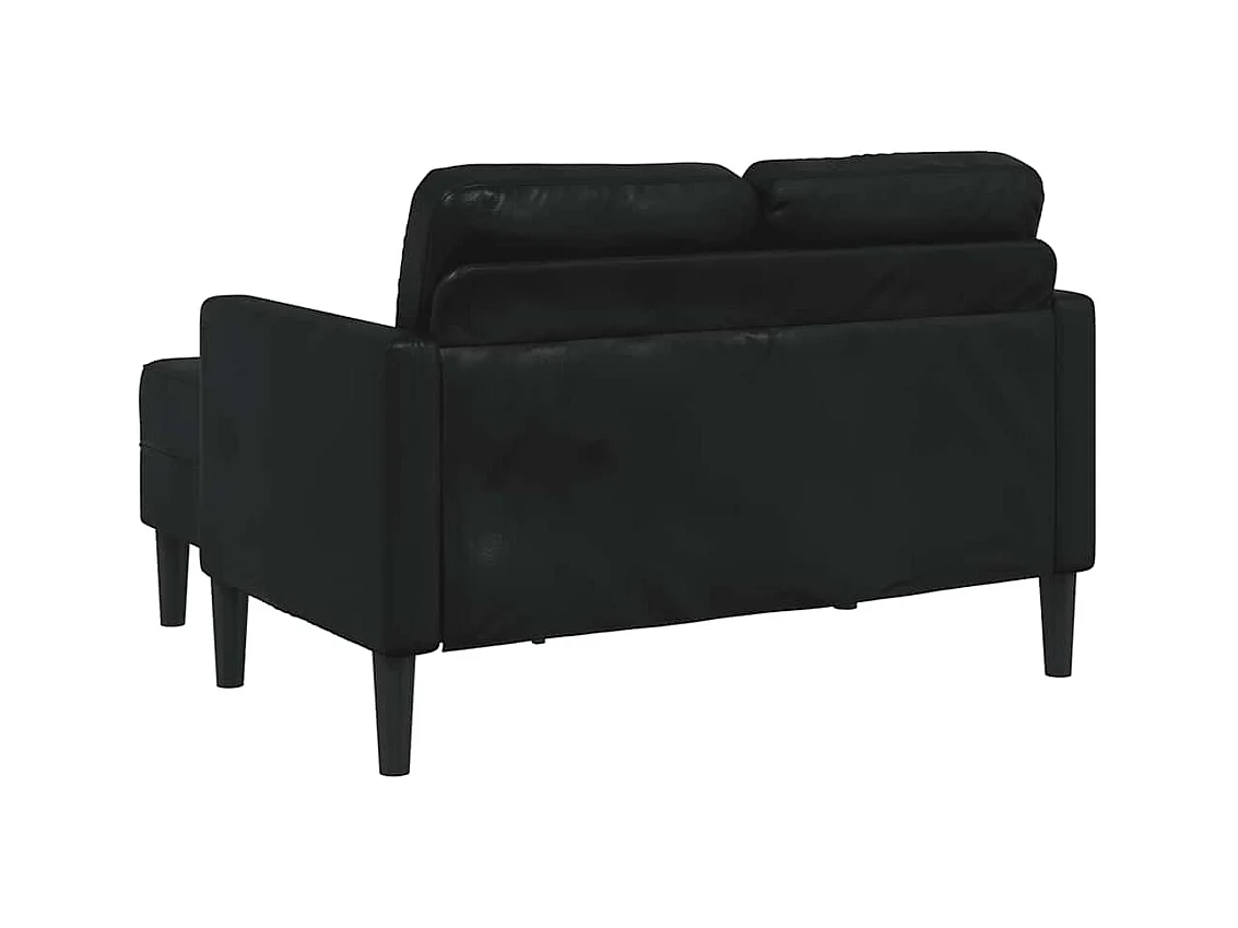 2-zitsbank met L-vormige chaise longue, zwart, 125 cm, kunstleer