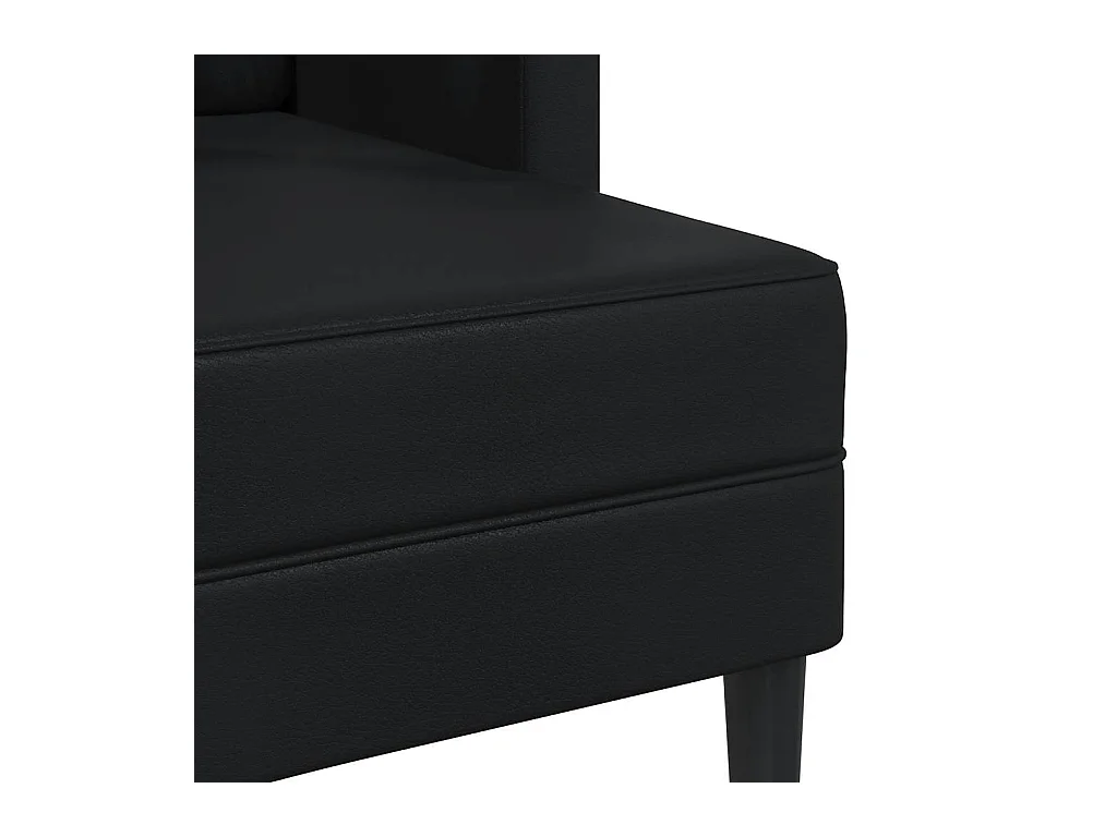 2-zitsbank met L-vormige chaise longue, zwart, 125 cm, kunstleer