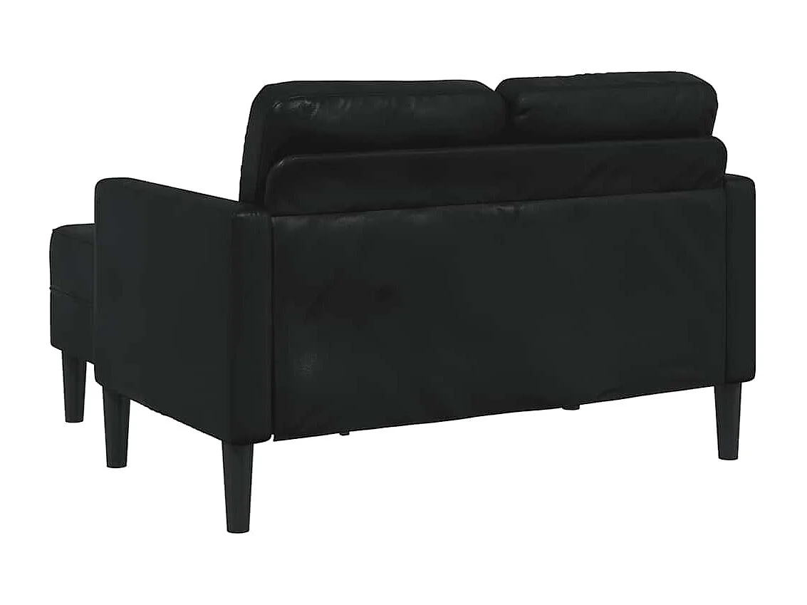 Canapé 2 places avec méridienne en L noir 125 cm similicuir