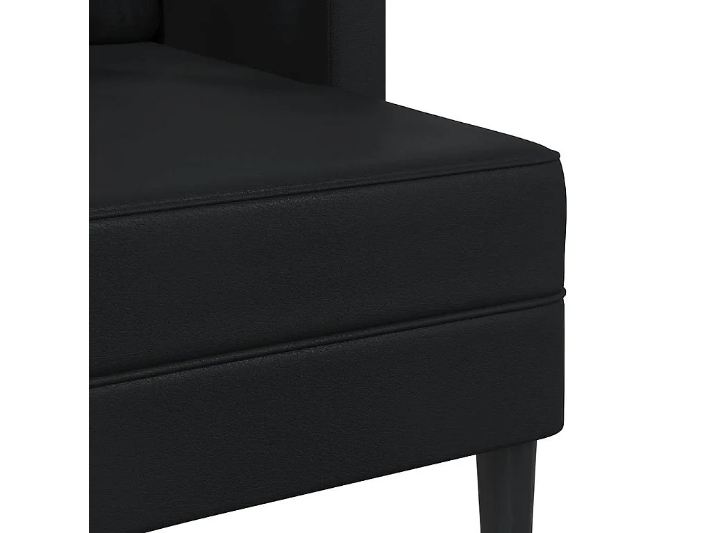 Canapé 2 places avec méridienne en L noir 125 cm similicuir