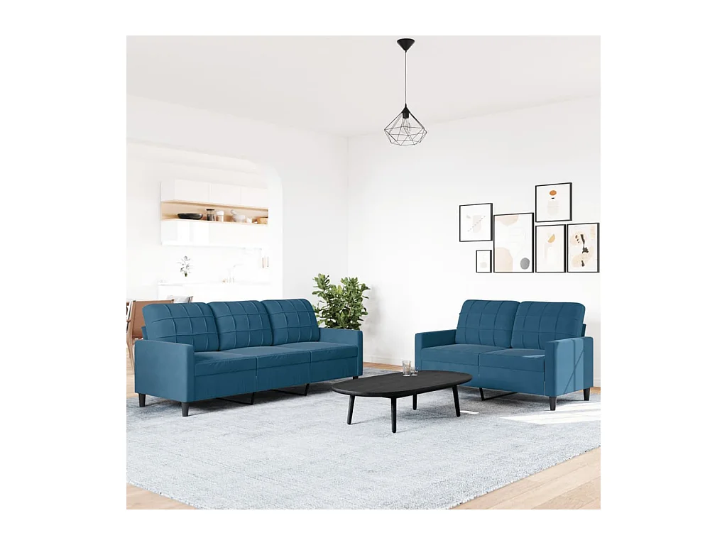 2-teiliges Sofaset mit Kissen Blue Velvet