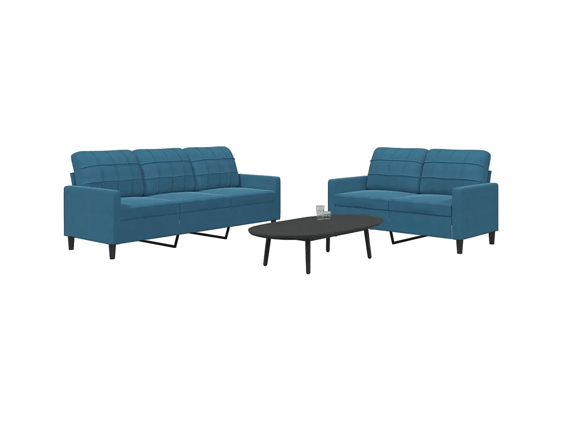 Conjunto de sofá de 2 piezas con cojines Terciopelo Azul