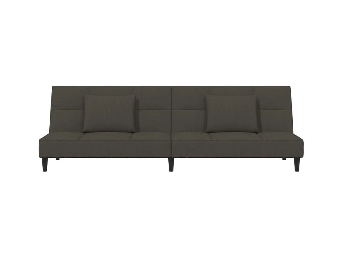 2-zits slaapbank met twee kussens, donkergrijs fluweel