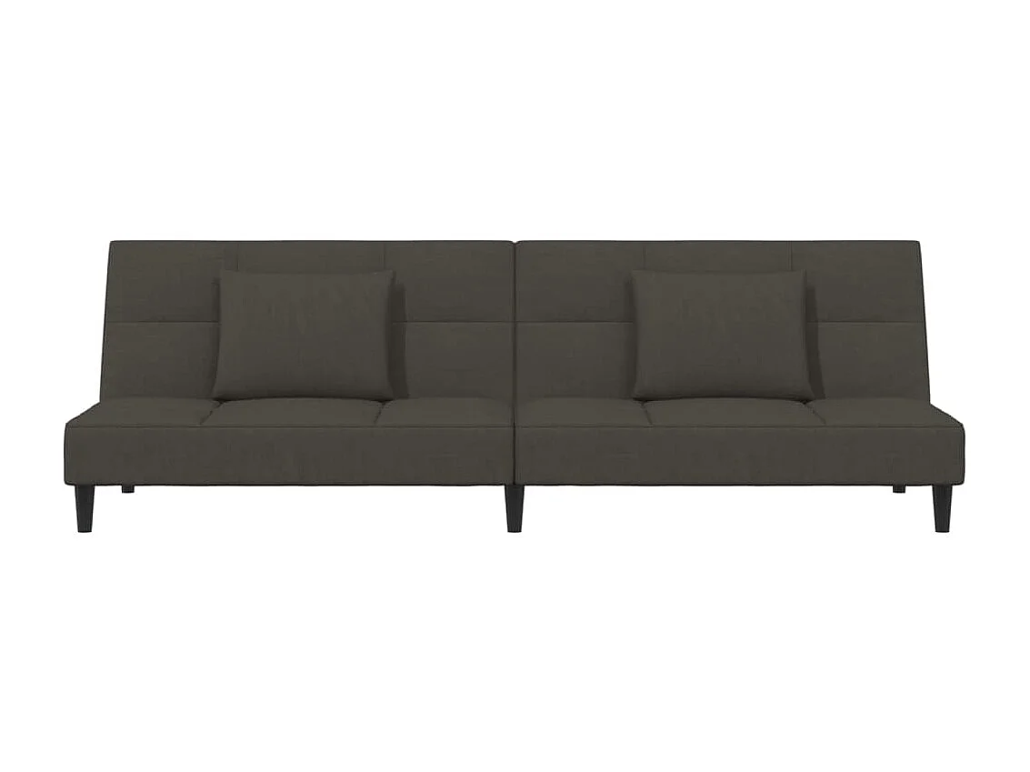 Sofá cama de 2 plazas con dos almohadas en terciopelo gris oscuro