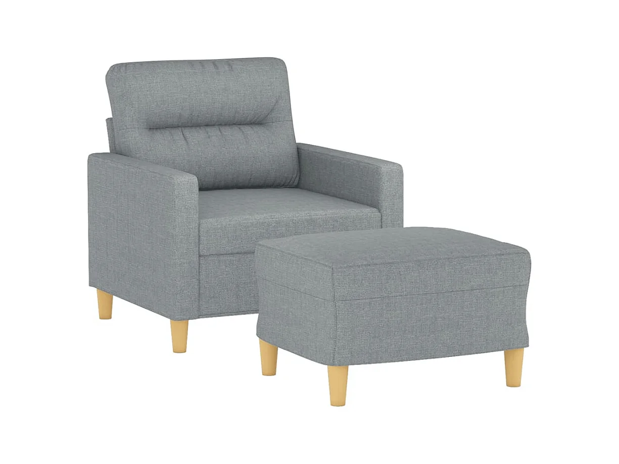 Sillón con reposapiés Gris claro 60 cm Tela