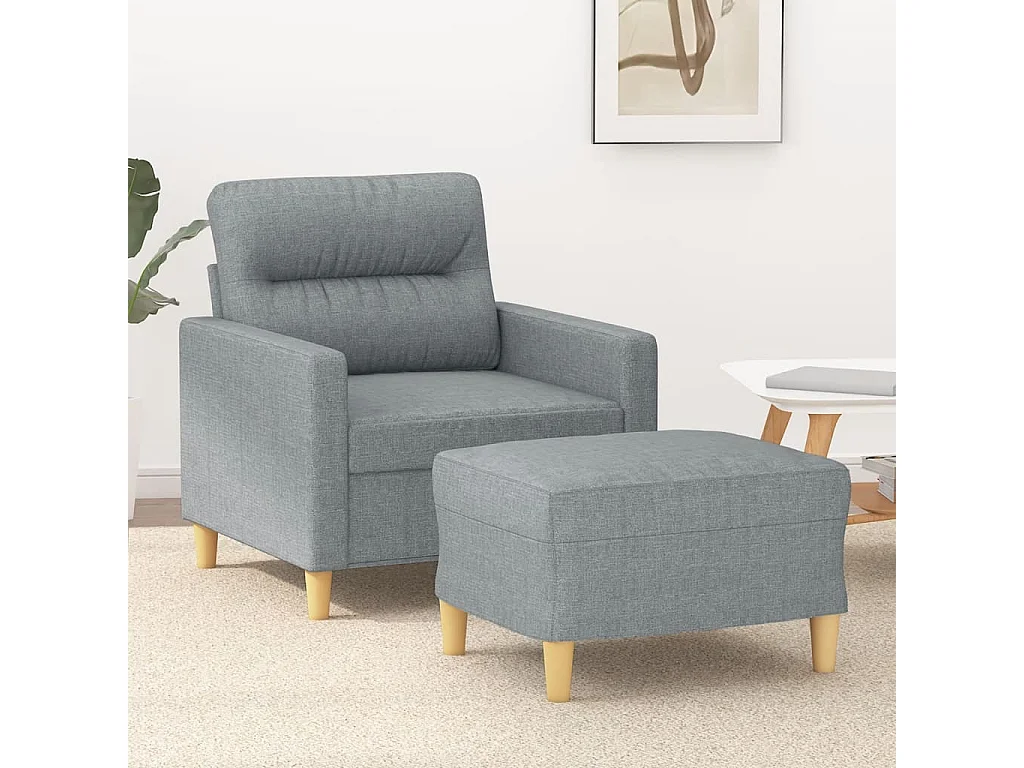 Fauteuil avec repose-pied Gris clair 60 cm Tissu