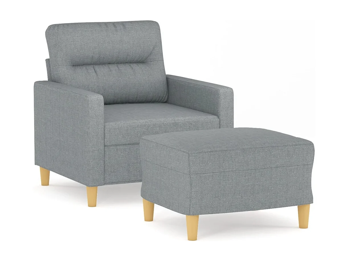 Fauteuil avec repose-pied Gris clair 60 cm Tissu