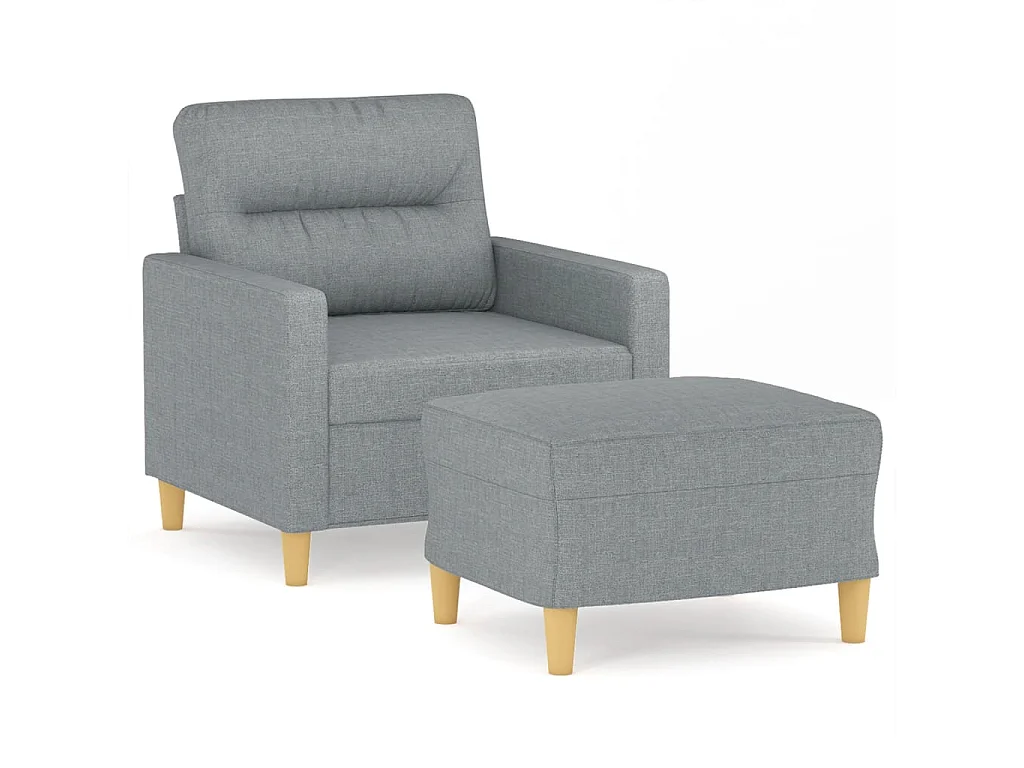 Fauteuil avec repose-pied Gris clair 60 cm Tissu