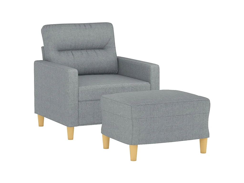 Fauteuil avec repose-pied Gris clair 60 cm Tissu