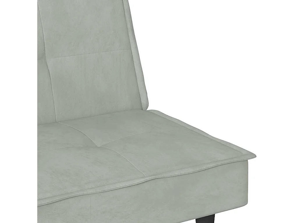 Divano letto in velluto grigio chiaro con portabicchieri