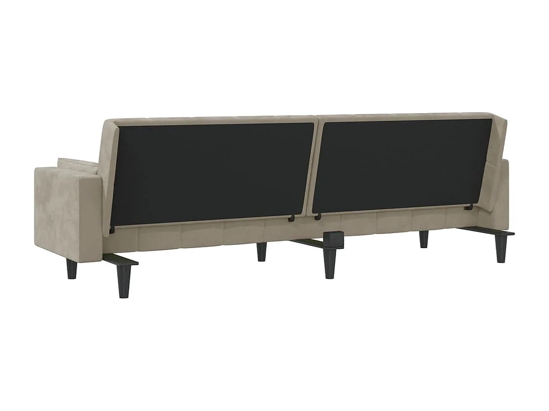 Sofá cama de 2 plazas con dos almohadas Terciopelo Gris Claro