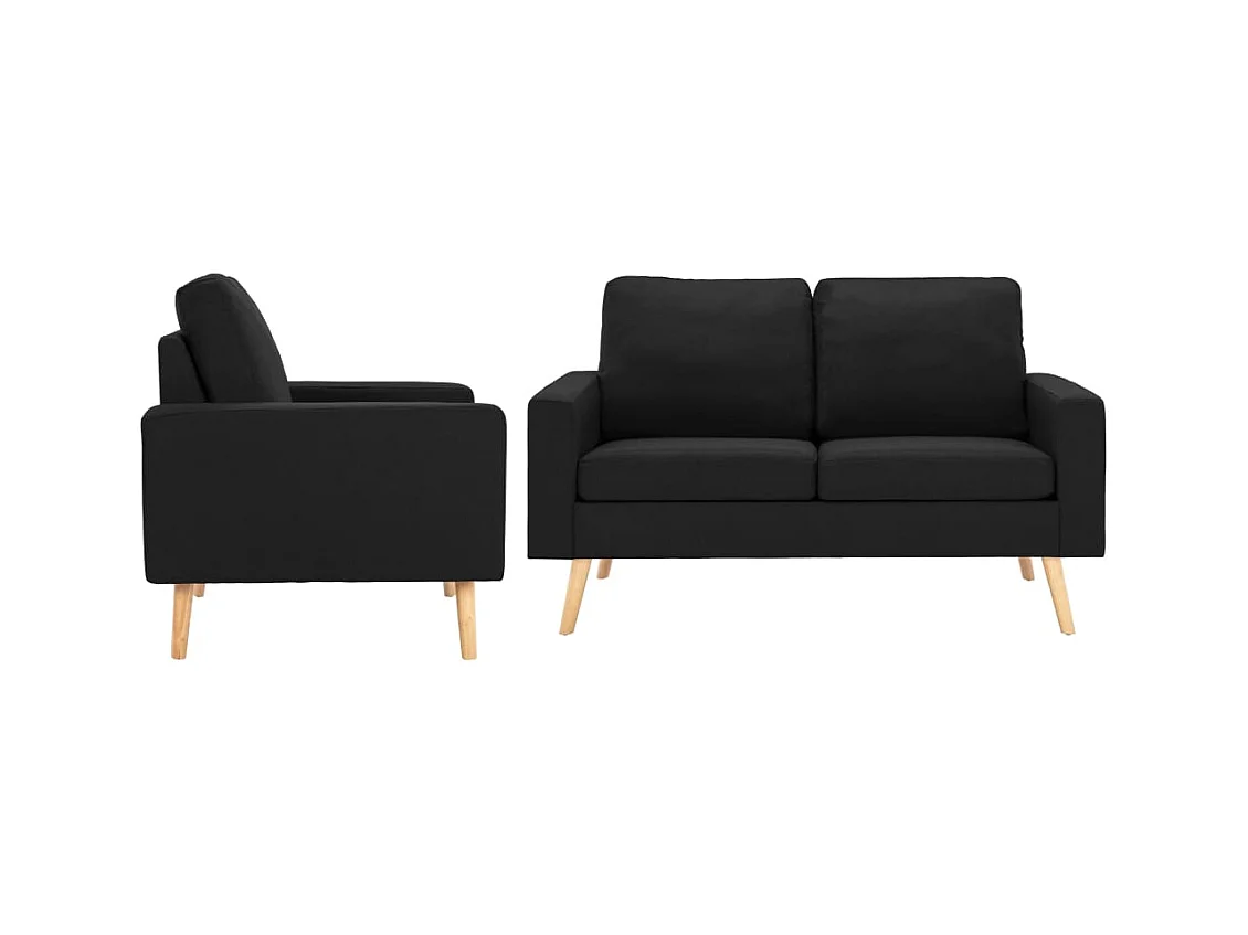 Conjunto de sofá de 2 piezas en tela negra