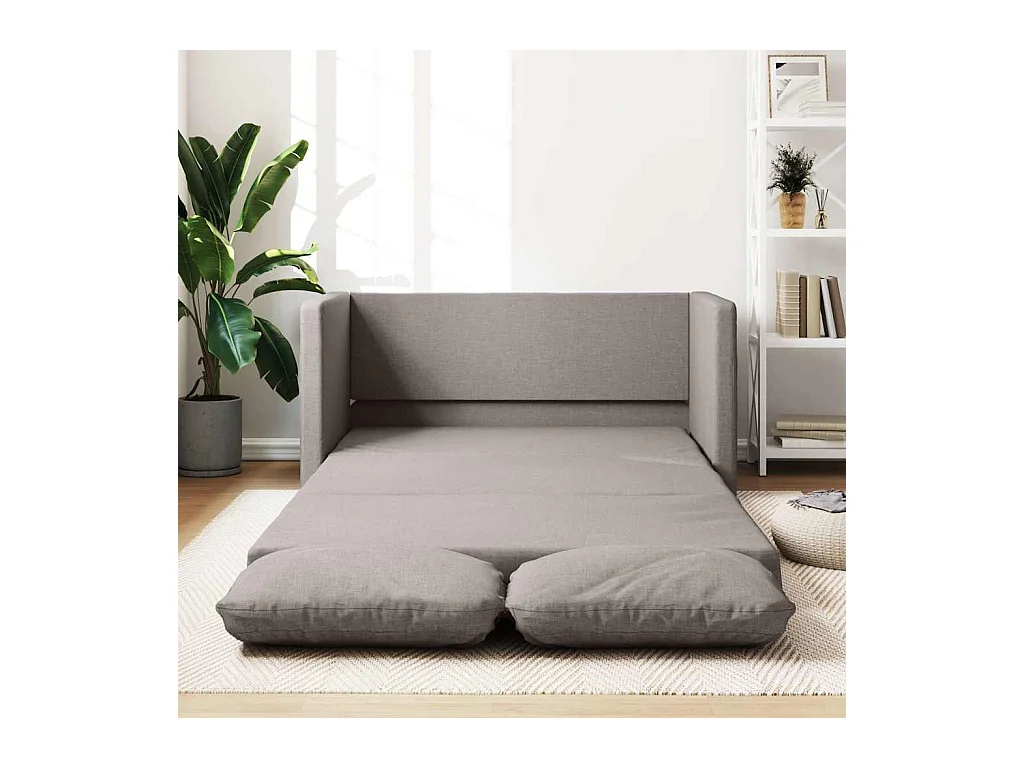 in 1 slaapbank taupe 112x174x55 cm stof