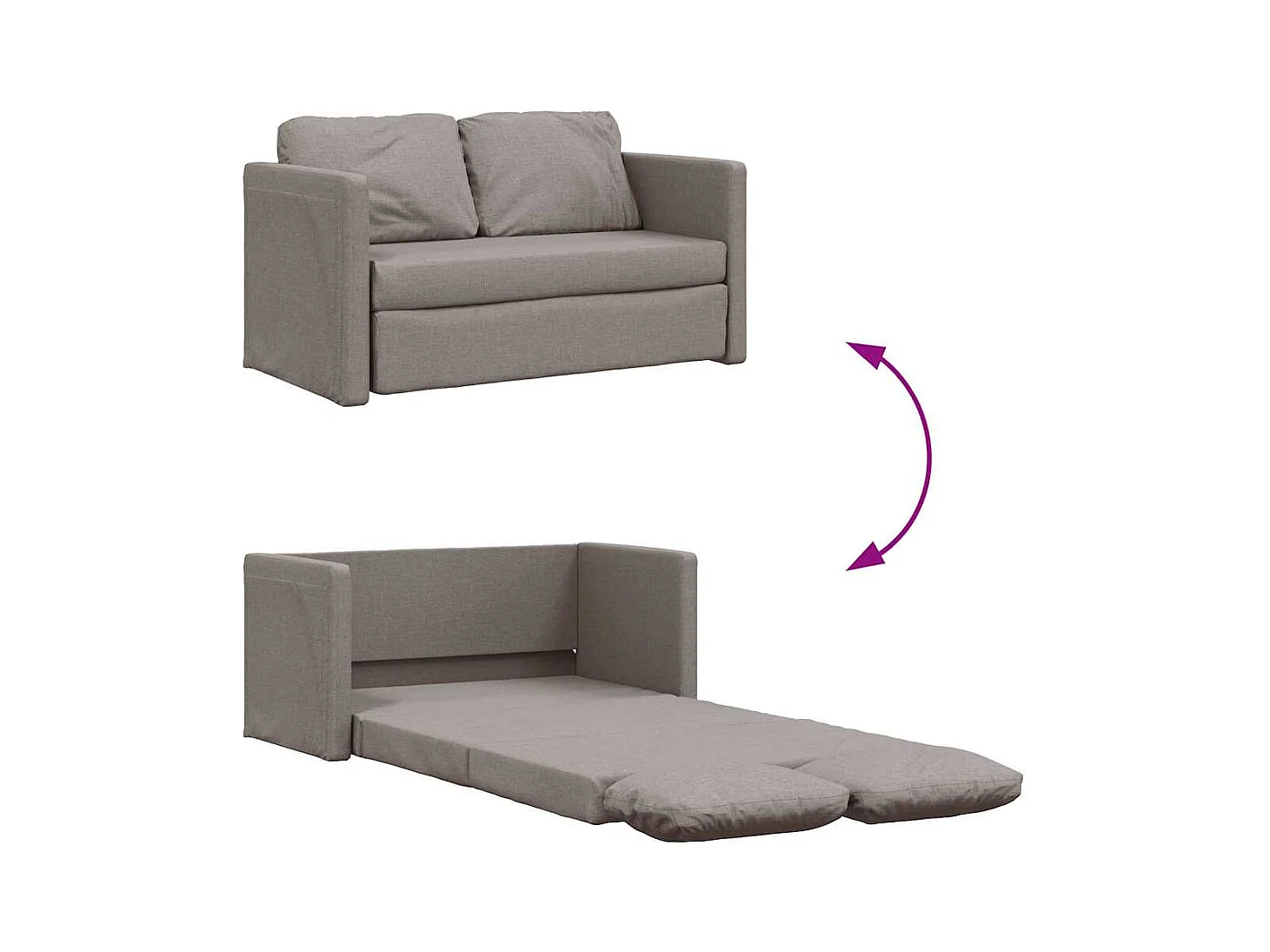 in 1 slaapbank taupe 112x174x55 cm stof