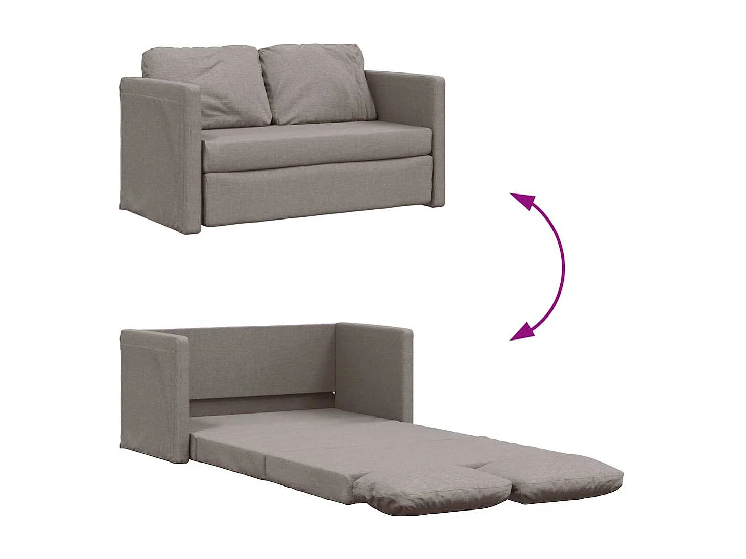 Sofá cama 2 en 1 tela color topo 112x174x55 cm