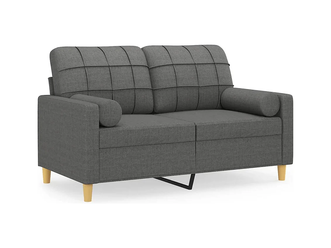 Divano 2 posti con cuscini grigio scuro tessuto 120 cm