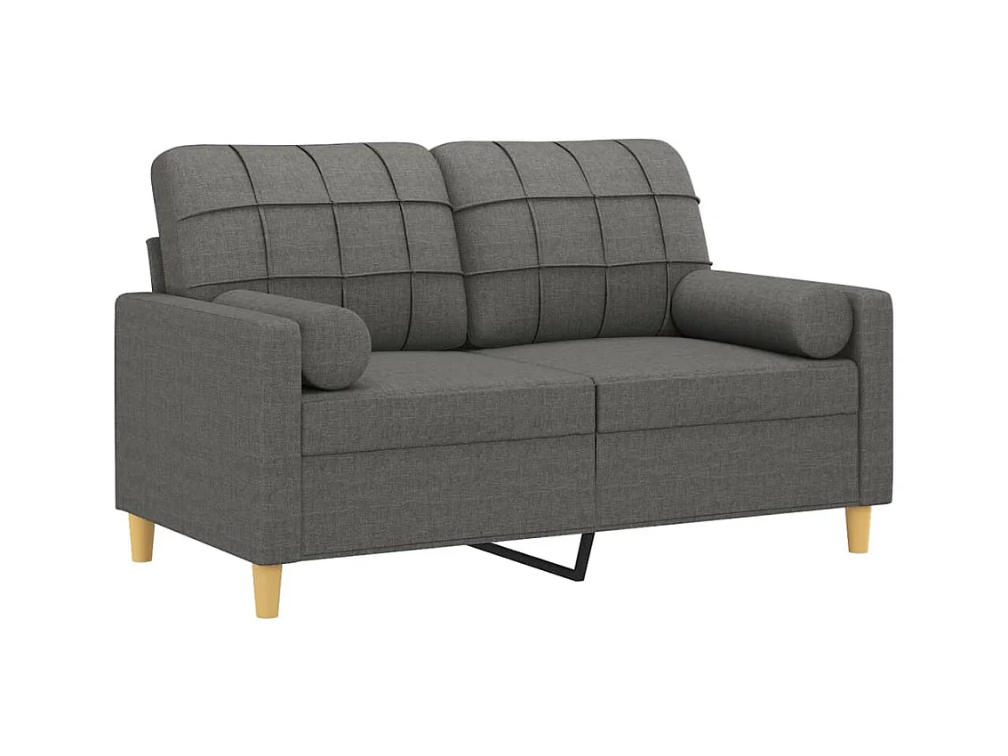 Divano 2 posti con cuscini grigio scuro tessuto 120 cm
